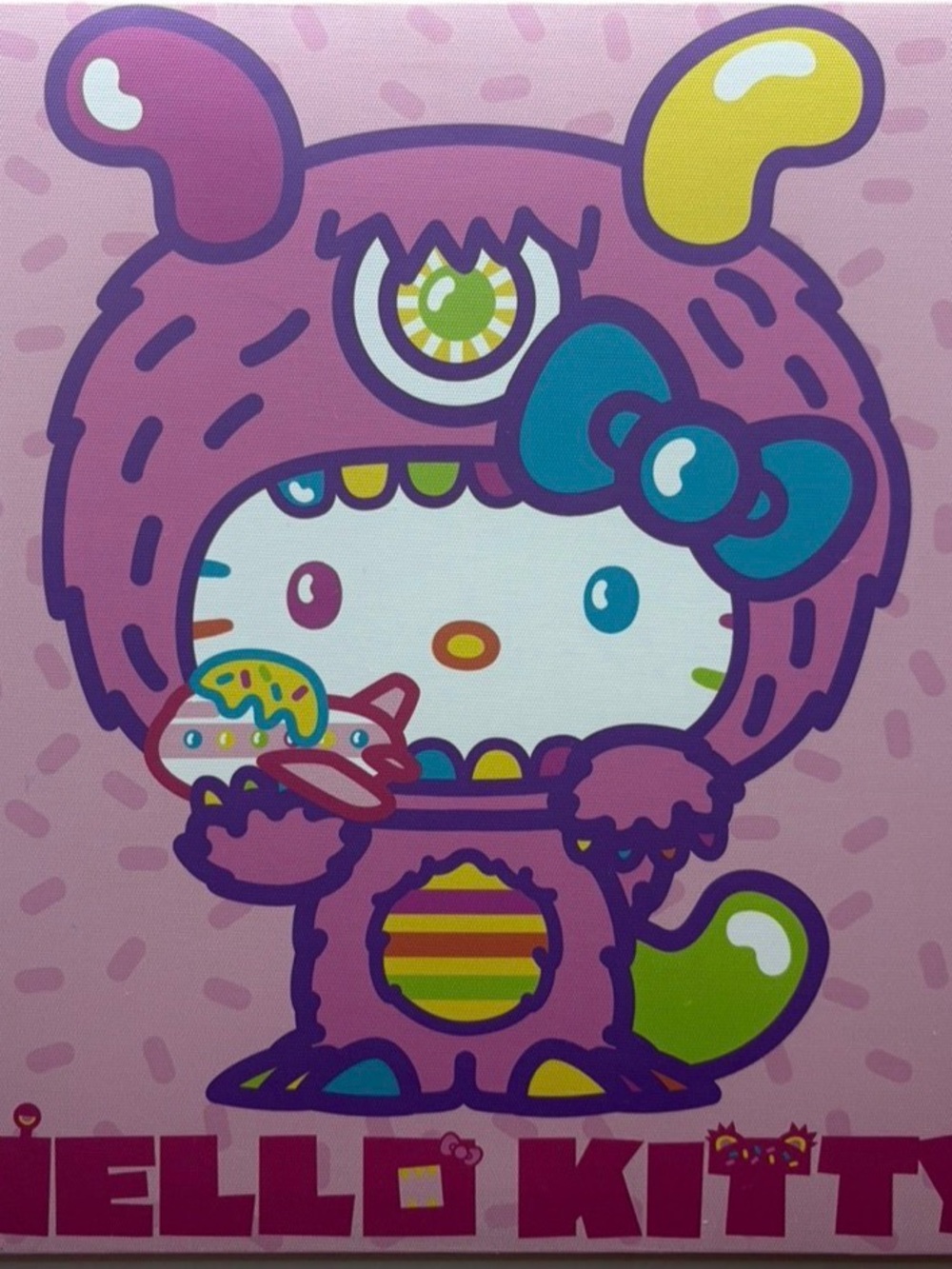 Sanrio Hello Kitty Pink Purple Teal Yellow Wall Art